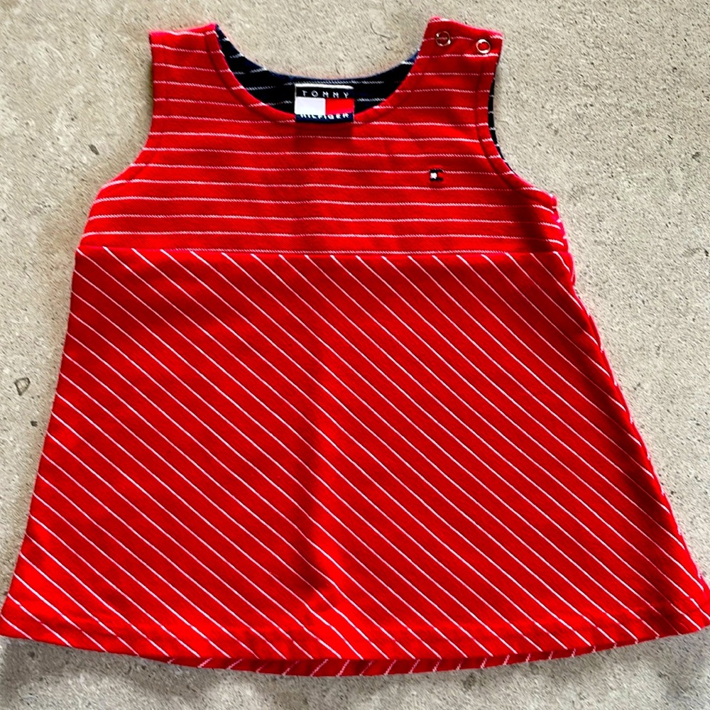 Tommy Hilfiger Red & White Striped Girls Tank Top